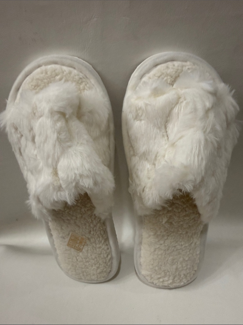 Women's Plush Faux-Fur Slide Slippers - Cream